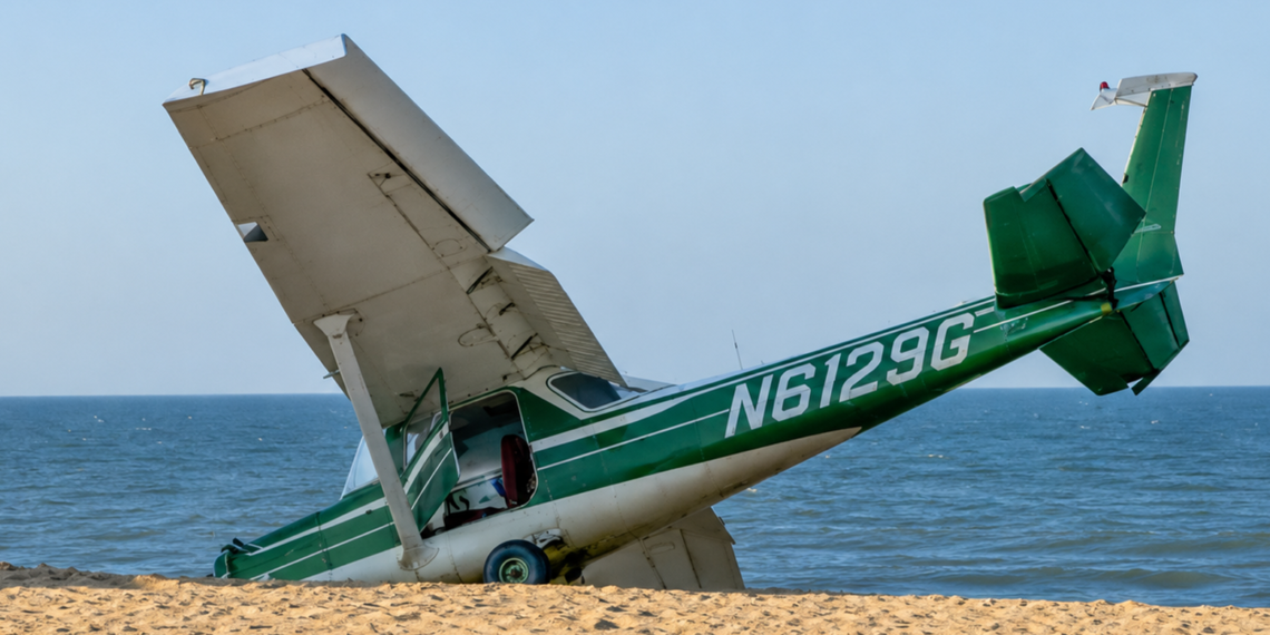Un avión realiza un aterrizaje de emergencia en la playa de Ocean City